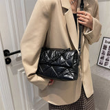 Quilted Nylon Messenger Bag Winter Shoulder Handbag