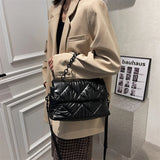 Quilted Nylon Messenger Bag Winter Shoulder Handbag