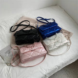 Quilted Nylon Messenger Bag Winter Shoulder Handbag