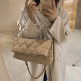 Winter Quilted Shoulder Bag Chain Crossbody Nylon Handbag