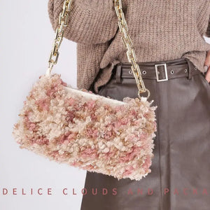 Fluffy Small Shoulder Bag for Women with Chain