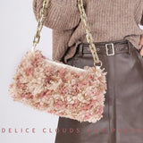 Fluffy Small Shoulder Bag for Women with Chain