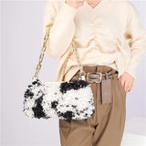 Fluffy Small Shoulder Bag for Women with Chain
