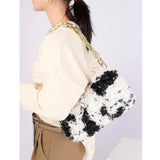 Fluffy Small Shoulder Bag for Women with Chain