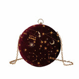 Starry Sky Suede Shoulder Bag Chain Women's Small Round Wallet