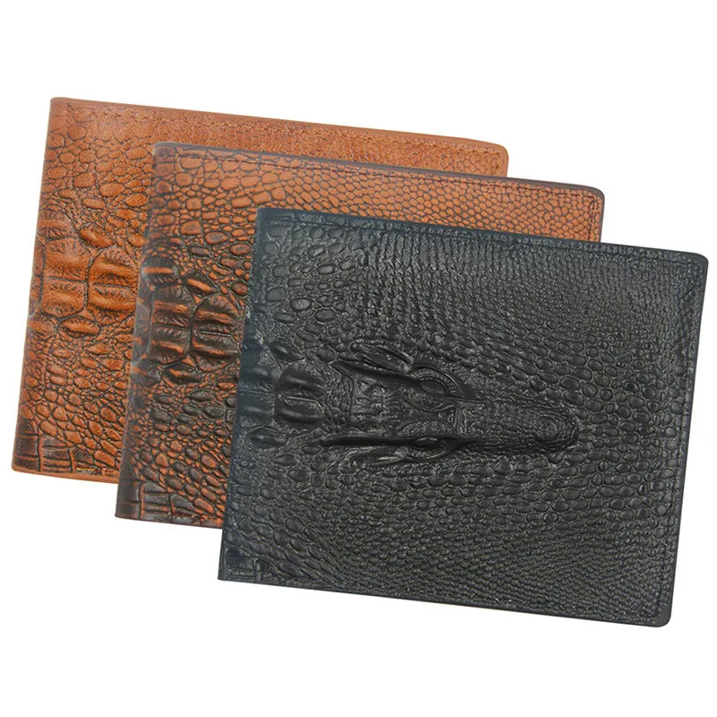 Men Wallet Leather Short Purse Billetera Hombre Vintage Crocodile Bag