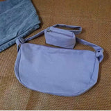 Canvas Shoulder Bag Crossbody Student Girl Small Crescent Shape Dumpling Bag