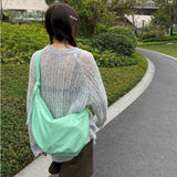 Canvas Shoulder Bag Crossbody Student Girl Small Crescent Shape Dumpling Bag
