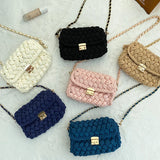 Hand-Woven Chain Messenger Bag Solid Diagonal Design