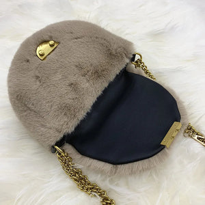 Plush Saddle Bag Winter Handbag Faux Fur Shoulder Messenger Bag