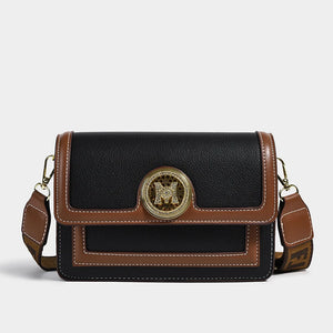 Women's Soft PU Shoulder Bag with Metal Pendant and Wide Shoulder Strap