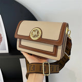 Women's Soft PU Shoulder Bag with Metal Pendant and Wide Shoulder Strap