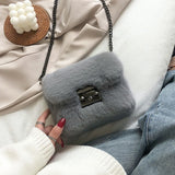 Mink Fur Small Square Bag Hand-Carrying One-Shoulder Messenger Bag