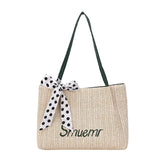 One-Shoulder Straw Woven Beach Bag Large Capacity Bucket Bag