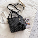 Plaid Ladies Shoulder Bag Soft PU Long Shoulder Strap Shopping Messenger Bag