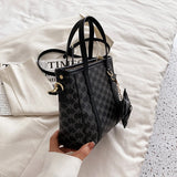 Plaid Ladies Shoulder Bag Soft PU Long Shoulder Strap Shopping Messenger Bag