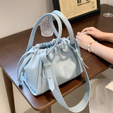 Fold Drawstring Shoulder Bag, Pure Female Messenger Bag