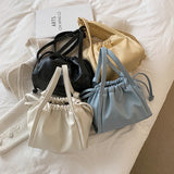 Fold Drawstring Shoulder Bag, Pure Female Messenger Bag
