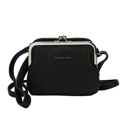 Retro Double-Layer Clip Bag Shoulder Messenger Bag