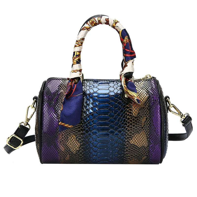 Snake Pattern Leather Ladies Shoulder Bag Soft PU Shoulder Strap Adjustable