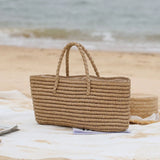 Straw Woven Beach Bag Large Capacity Seaside Basket