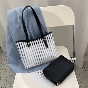 Transparent Striped Shoulder Bag for Women