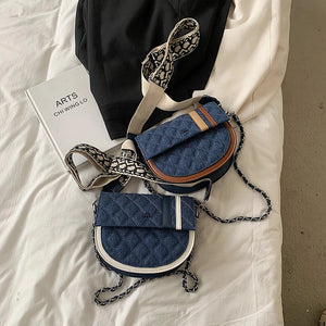 Rhombus Chain Messenger Bag Broadband One-Shoulder Saddle Bag