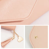 Long Student Wallet with Love Pendant Tassel Buckle