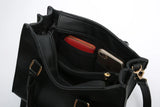 Women's PU Leather Shoulder Bag Solid Cross Pattern Multi-Level Handbag