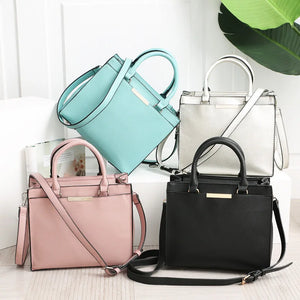 Women's PU Leather Shoulder Bag Solid Cross Pattern Multi-Level Handbag