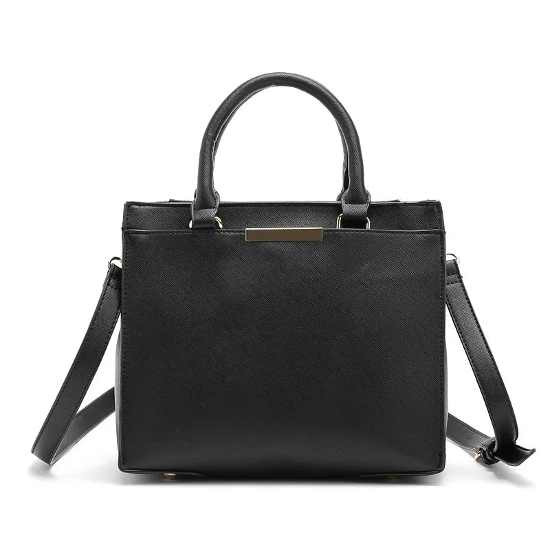 Women's PU Leather Shoulder Bag Solid Cross Pattern Multi-Level Handbag