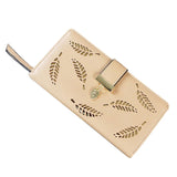 Women's Long Card Wallet with Creative Leaf Design