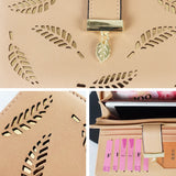 Women's Long Card Wallet with Creative Leaf Design