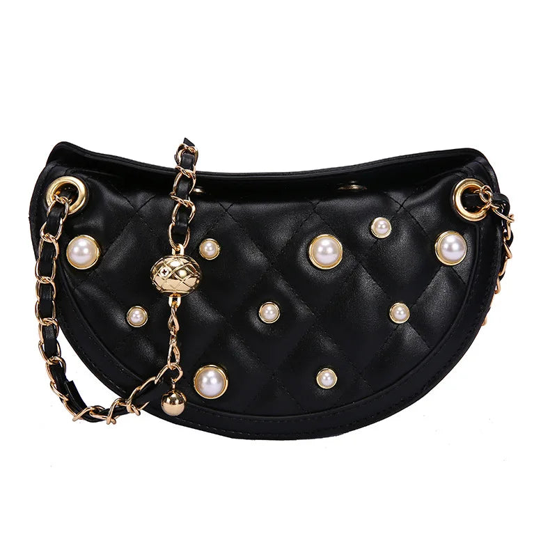 Semicircle Shoulder Bag Texture Western Chain Female Messenger Bag