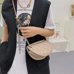 Semicircle Shoulder Bag Texture Western Chain Female Messenger Bag
