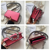 Women's Thick Chain Messenger Bag Leather Shoulder Clutch Purse Handbag