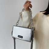 Women's Thick Chain Messenger Bag Leather Shoulder Clutch Purse Handbag