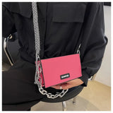 Women's Thick Chain Messenger Bag Leather Shoulder Clutch Purse Handbag