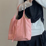 Leopard Print Button Diagonal Bag Large Capacity Canvas Shopping Bag
