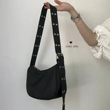 Retro Messenger Bag Pin Buckle Nylon Shoulder Bag