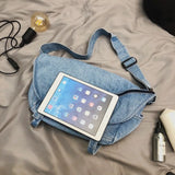 Retro Washed Denim Large Bag Casual Messenger Satchel