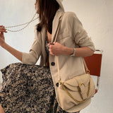 Soft Leather Cloud Bag - Spring Niche Fold Chain One-Shoulder