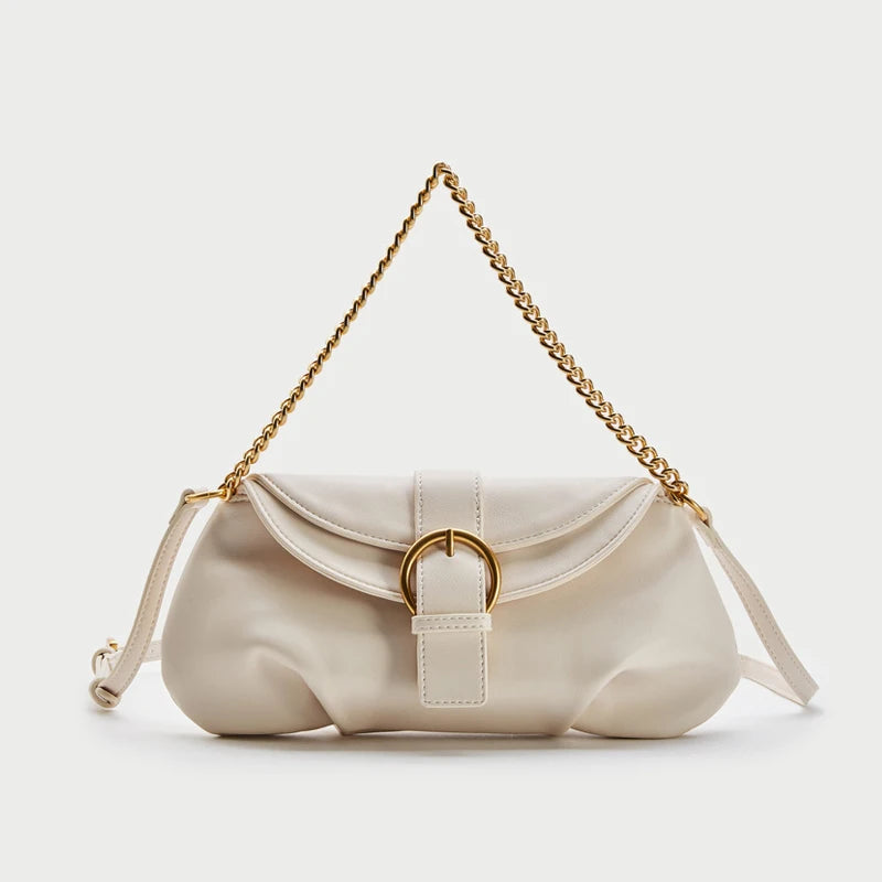 Soft Leather Cloud Bag - Spring Niche Fold Chain One-Shoulder