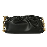 Pleated Messenger Bag with Thick Chain Clip Cloud Design