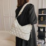 Quilted Nylon Shoulder Bag with Chain Strap