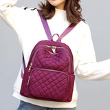 2021 Female Waterproof Plaid Shoulder Backpack