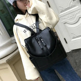 2021 Youth PU Leather Backpack for Students School Bag
