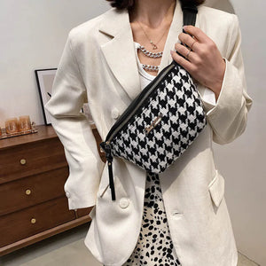 2021 Houndstooth Small Waist Pack Women Chest Bag Phone Purse