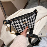 2021 Houndstooth Small Waist Pack Women Chest Bag Phone Purse