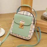 2021 Mini Contrast Backpack Plaid Pattern Shoulder Bag